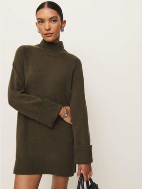 Reformation Olive High-Neck Long Sleeve Sweater Dress